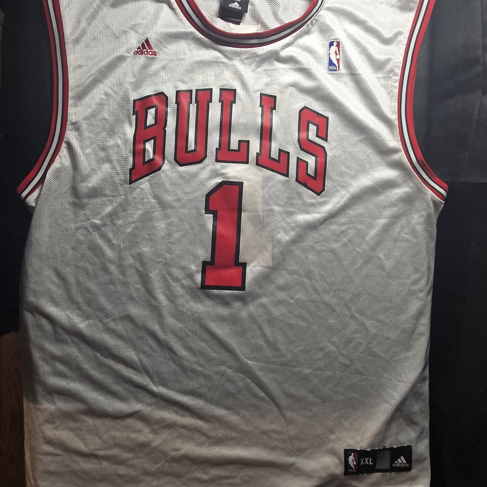 Y2K Adidas NBA Chicago Bulls Derrick Rose Graphic Print Jersey Mens Size 2XL